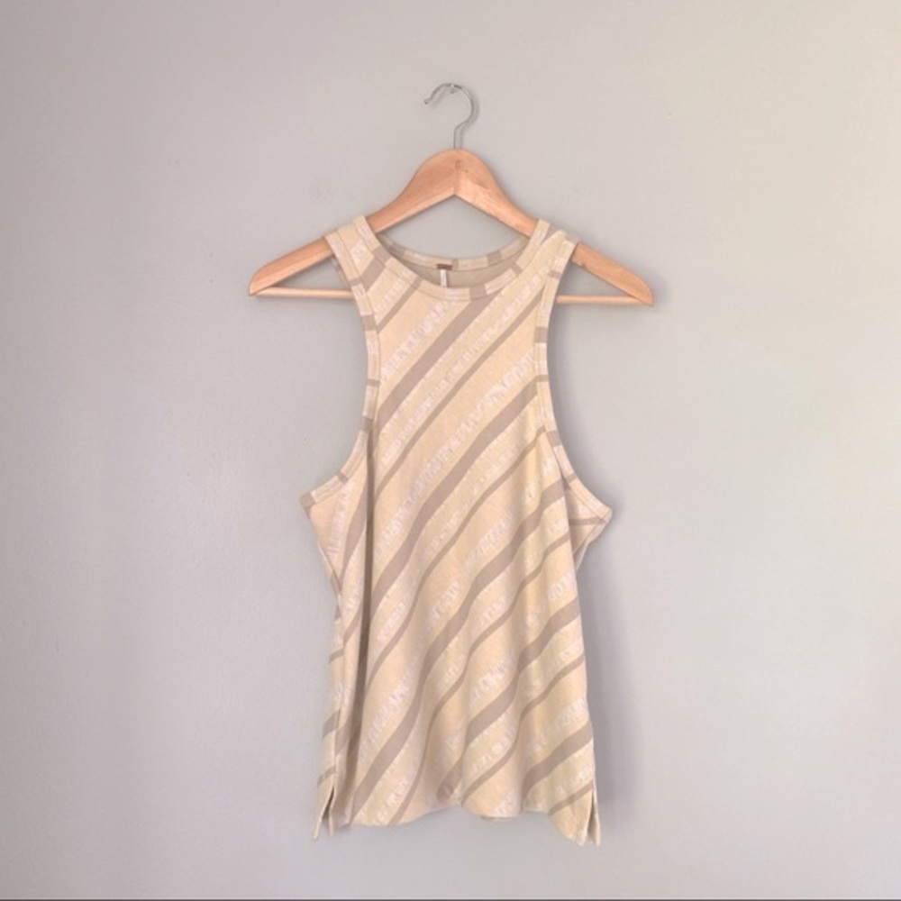 Free People Soft Neutral Tones Striped Tank